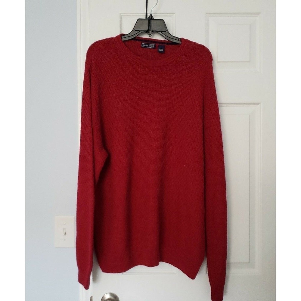 Saddleback Mens Crew Neck Pullover Sweater Size Large burgundy